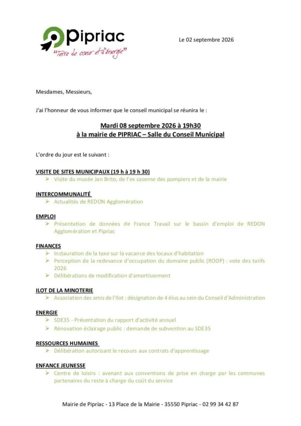 Image du document Convocation Conseil Muncipal 08 09 2026